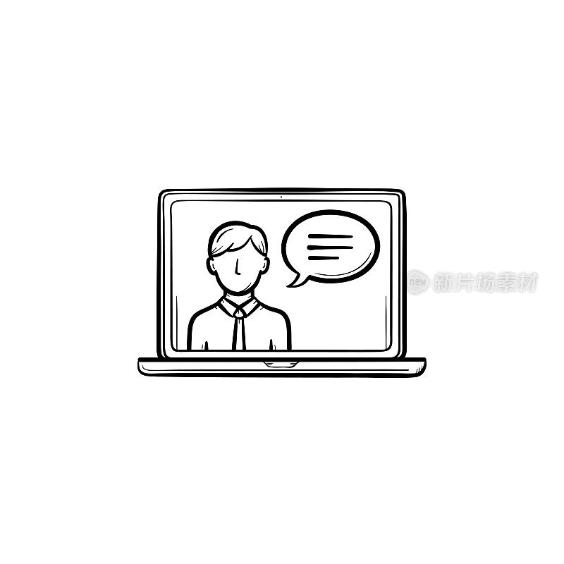 Video chat hand drawn sketch icon